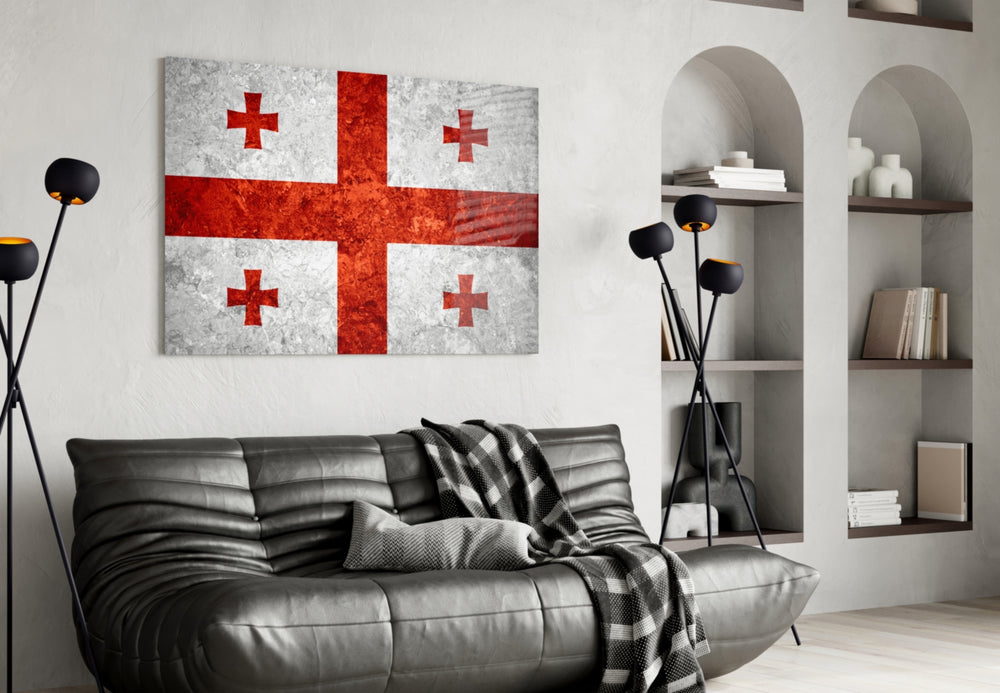 Flag of Georgia artwork styled in a study interior