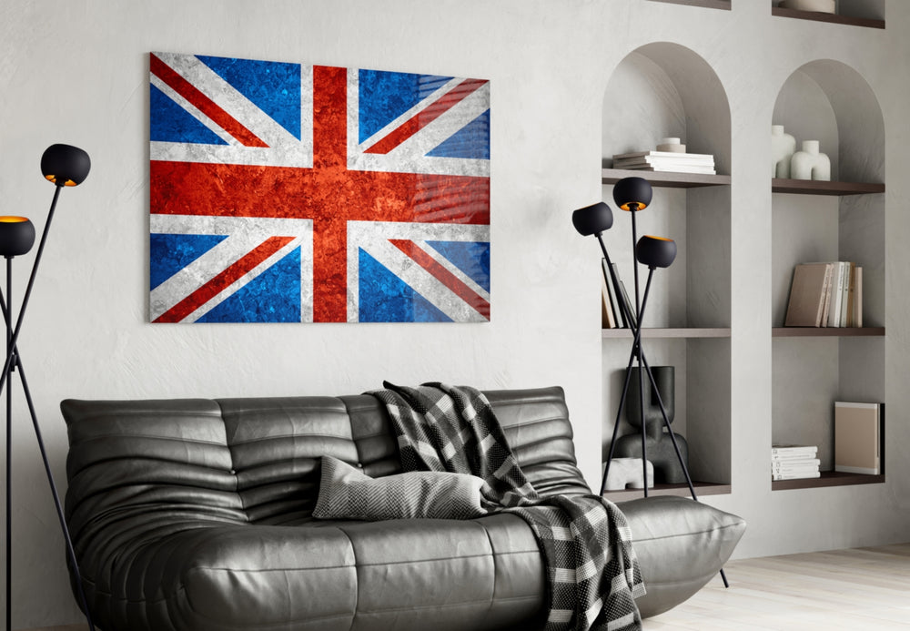 Flag of United Kingdom artwork styled in a study interior