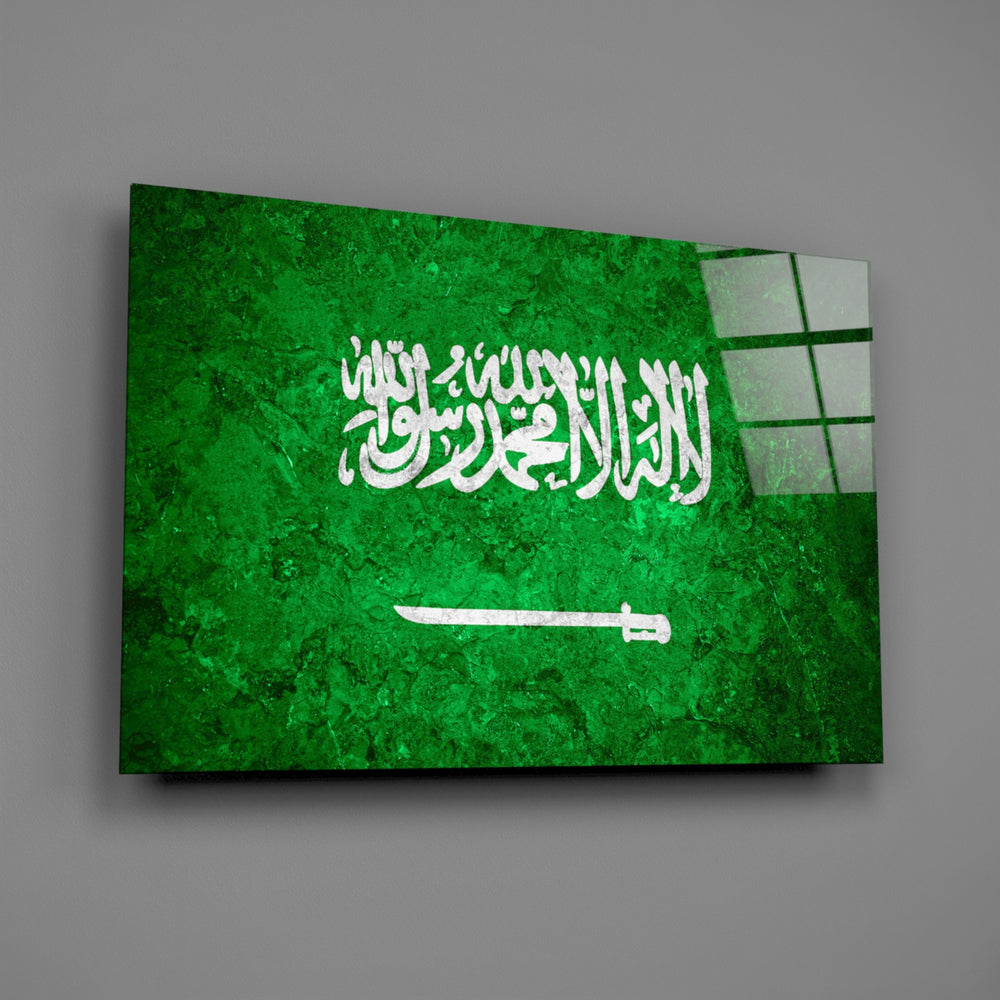 Patriotic panel anchoring a man cave wall