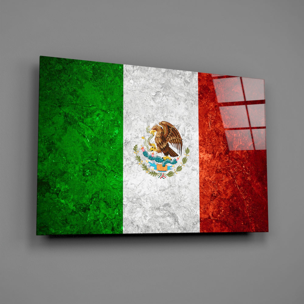 Patriotic panel anchoring a man cave wall