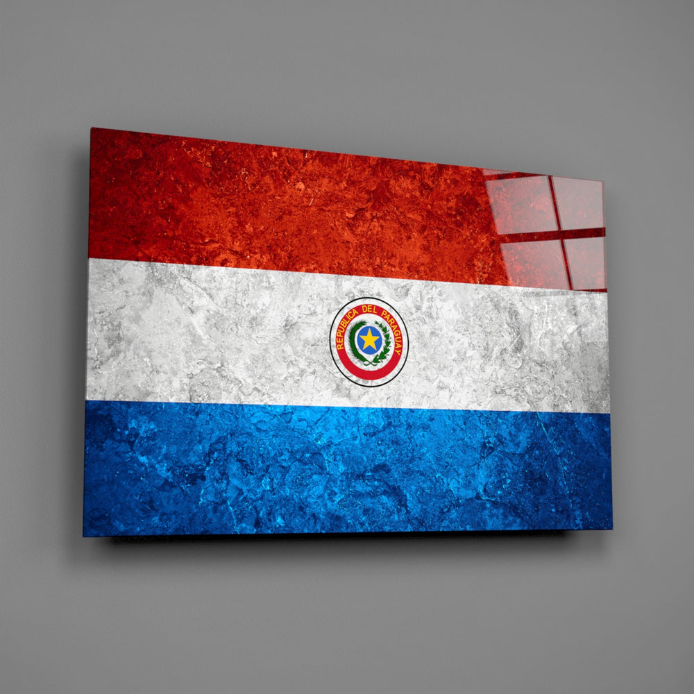 Patriotic panel anchoring a man cave wall