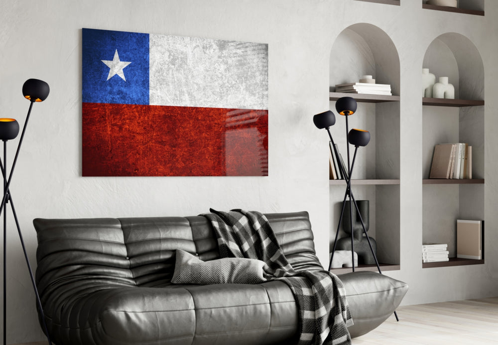 Flag of Chile artwork styled in a study interior