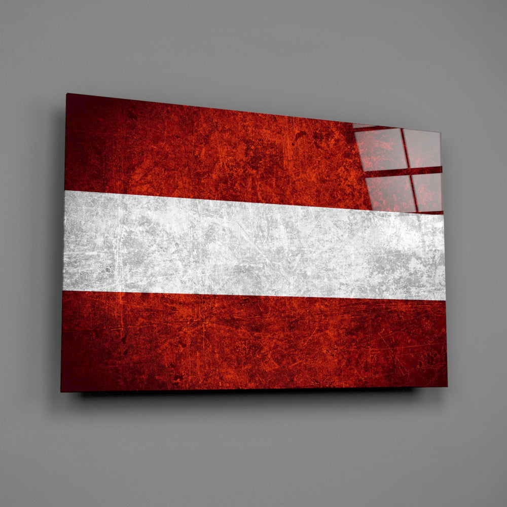 Patriotic panel anchoring a man cave wall