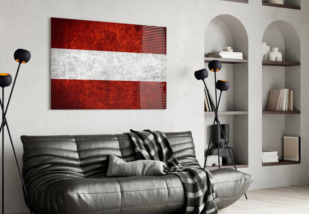 Flag of Austria artwork styled in a study interior