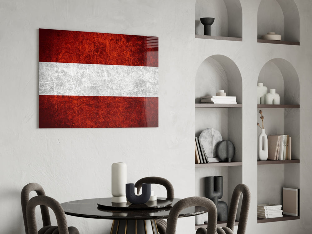 Patriotic glass print bringing Austrian edge to a hallway