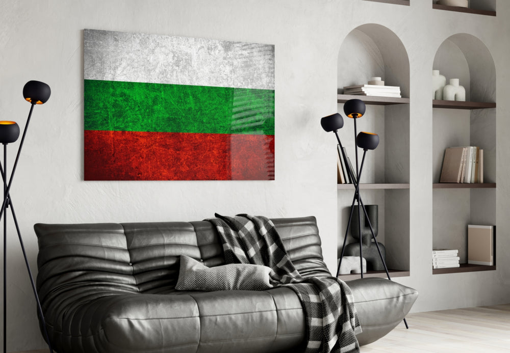 Flag of Bulgaria artwork styled in a study interior