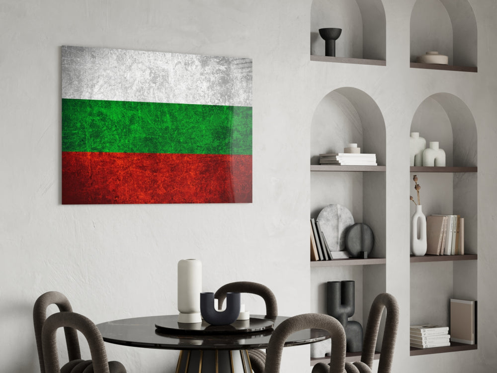 Patriotic glass print bringing Bulgarian edge to a hallway