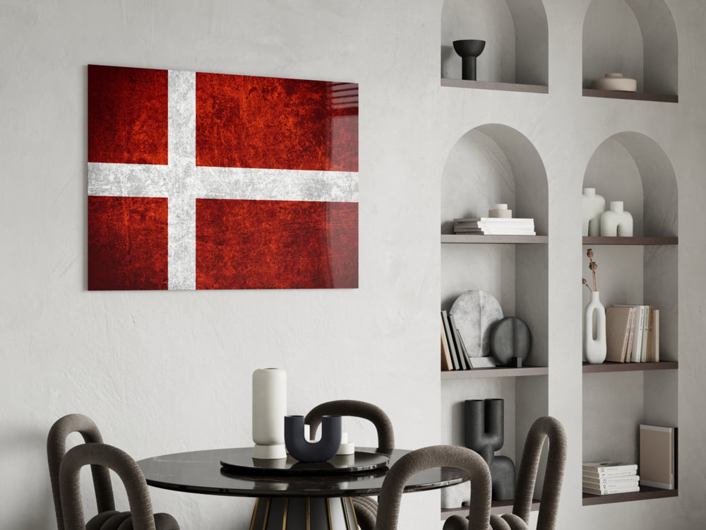 Patriotic glass print bringing Danish edge to a hallway