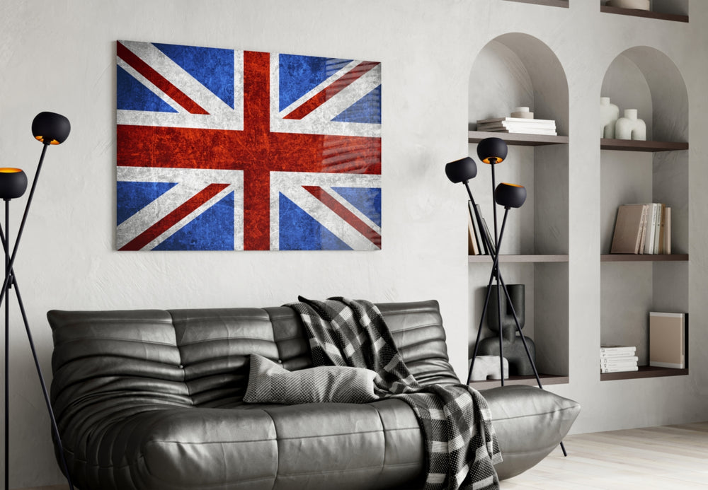 Flag of United Kingdom artwork styled in a study interior
