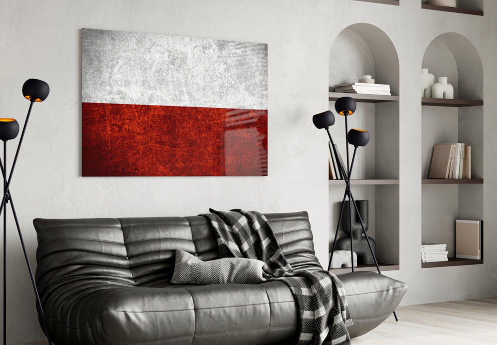 Flag of Poland artwork styled in a study interior
