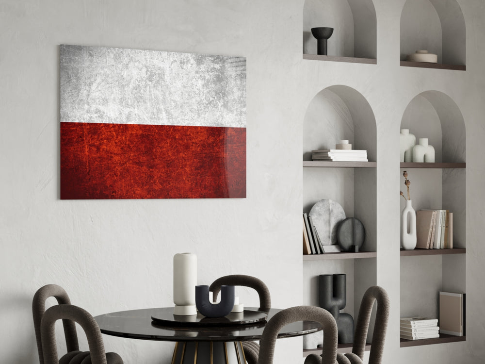 Patriotic glass print bringing Polish edge to a hallway