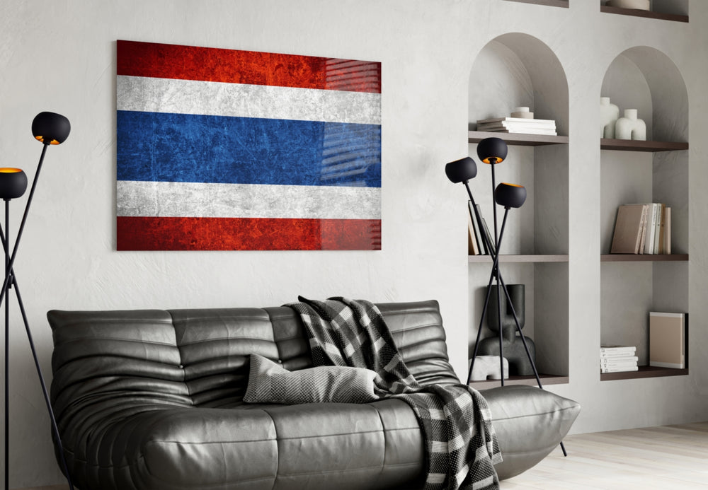 Flag of Thailand artwork styled in a study interior