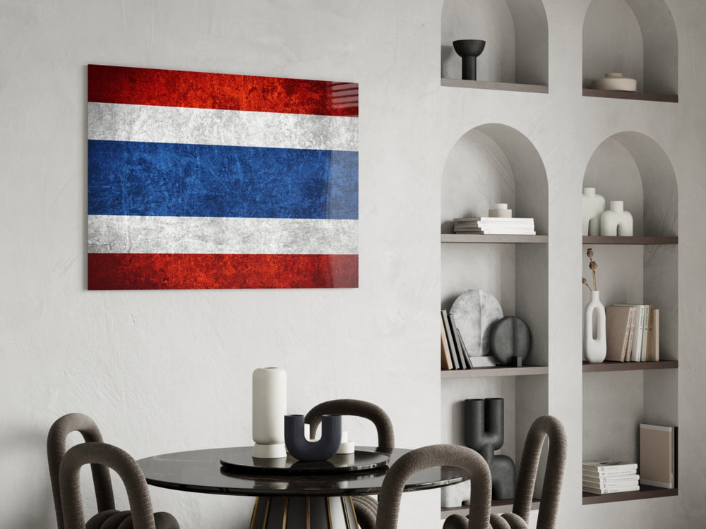 Patriotic glass print bringing Thai edge to a hallway