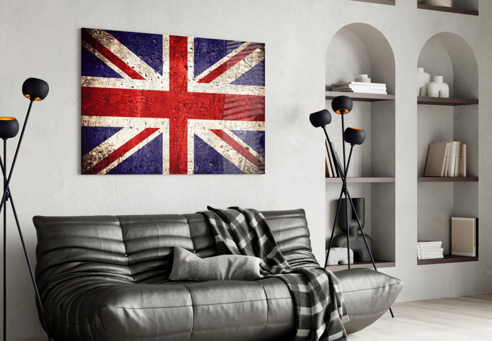 Flag of United Kingdom artwork styled in a study interior