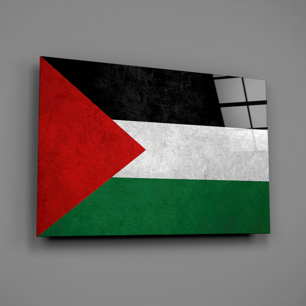 Patriotic panel anchoring a man cave wall