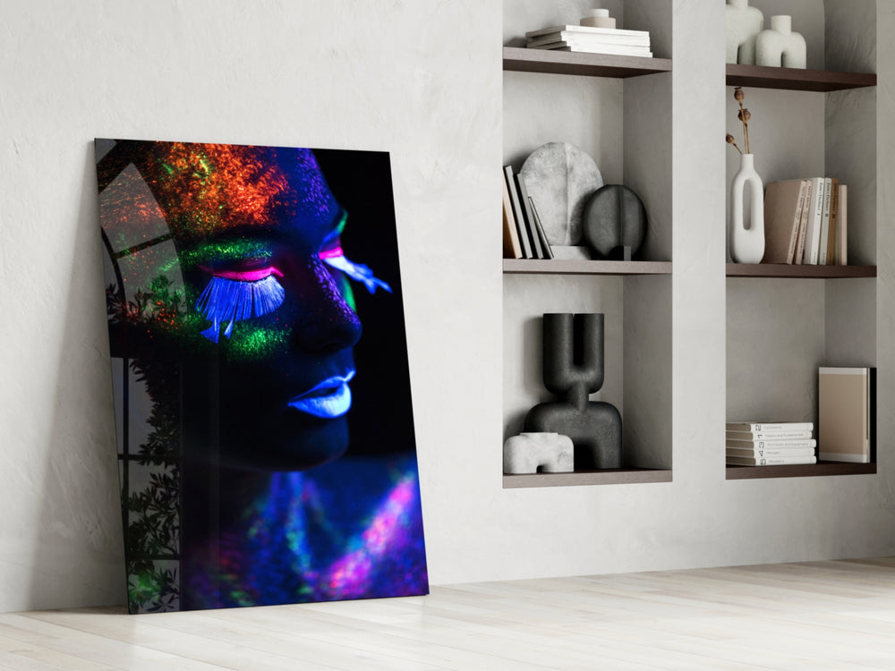 Beauty portrait dikey panel against an onyx-painted accent wall