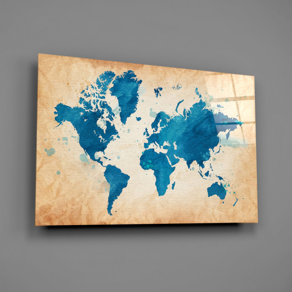 Cartographic panel anchoring a home office wall