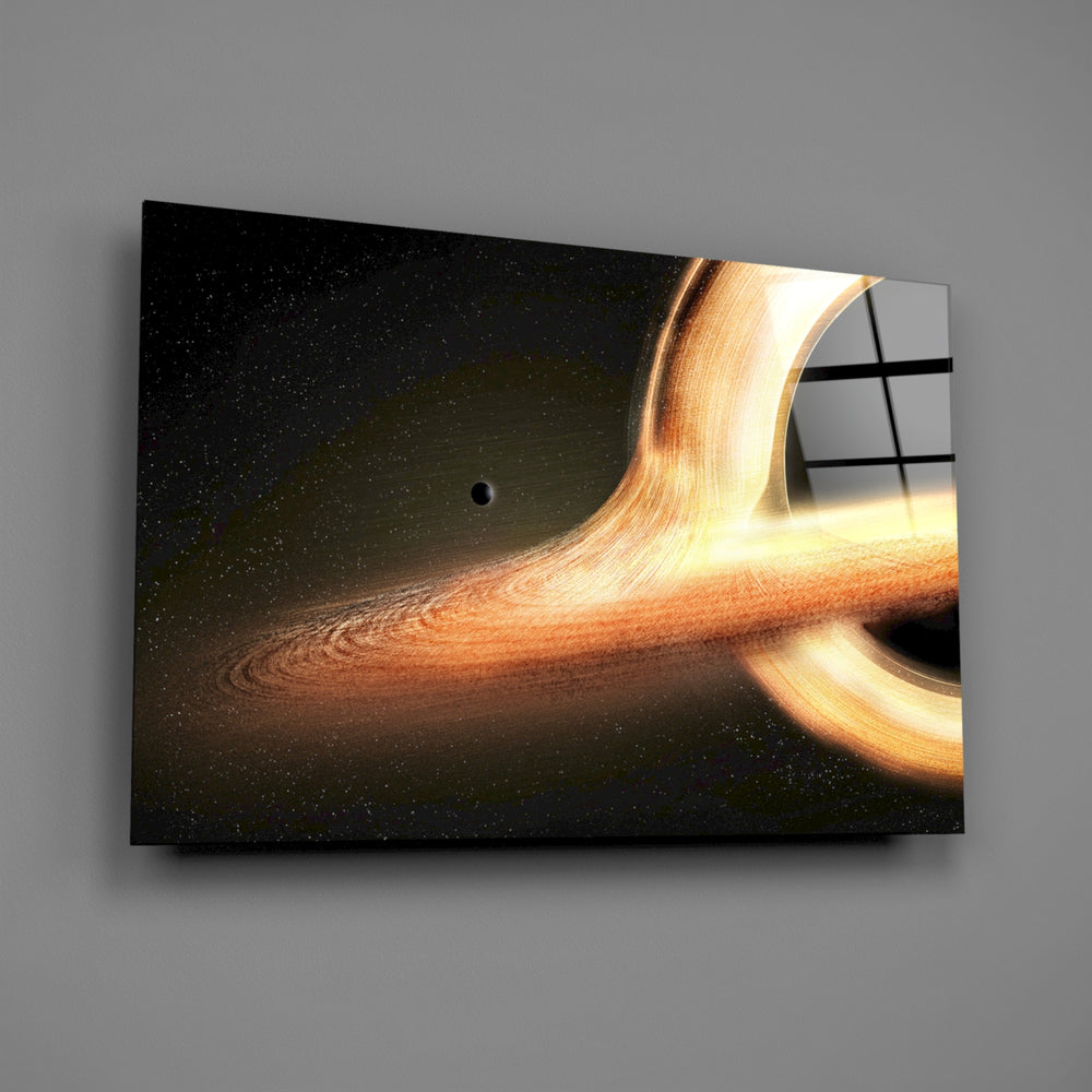 Cosmic panel anchoring a home office wall