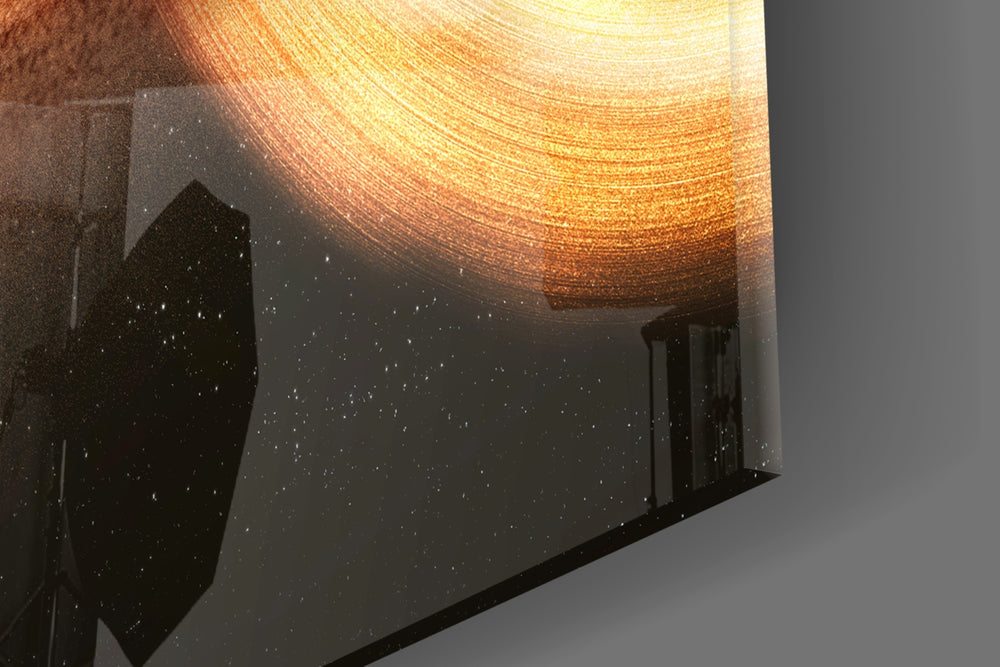 Cinematic artwork in a sci-fi-themed living room interior