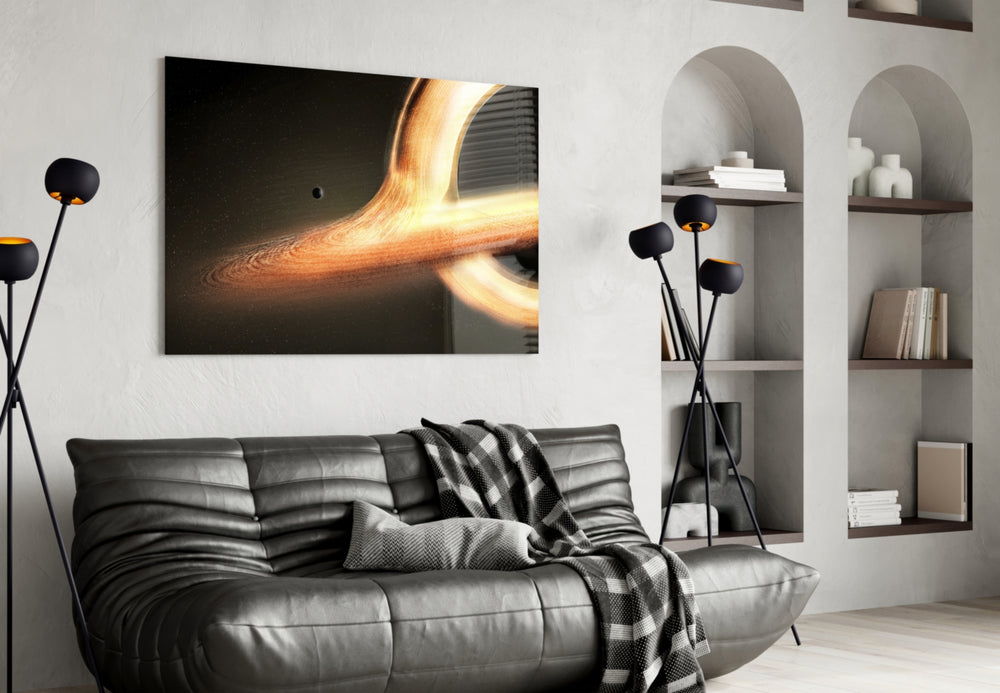 Space artwork styled in a study interior