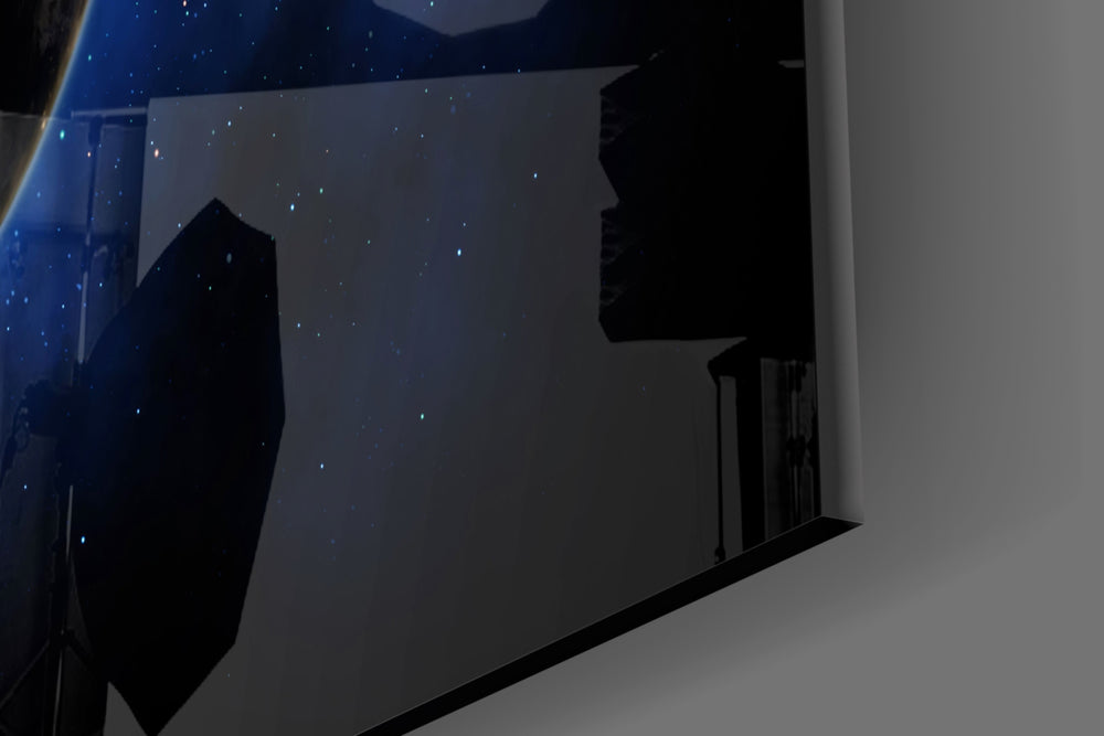 Cinematic artwork in a sci-fi-themed living room interior