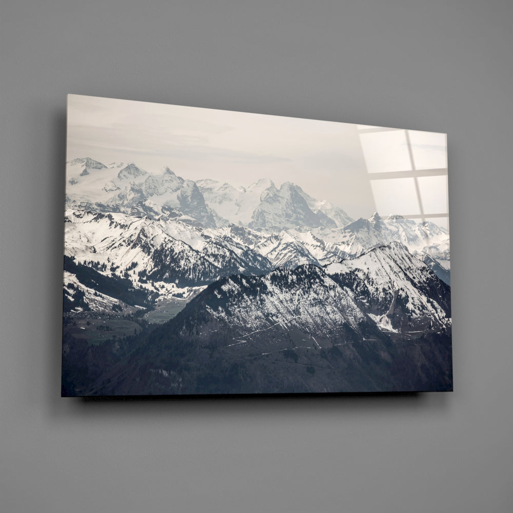 Alpine landscape panel anchoring a study wall
