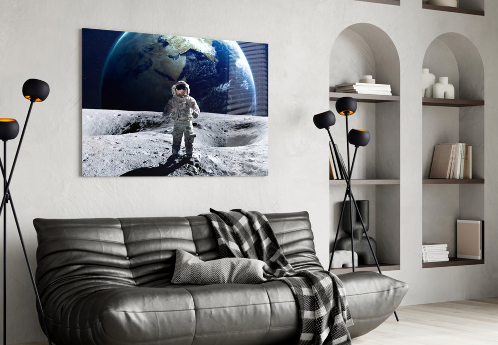 Space Walk artwork styled in a study interior