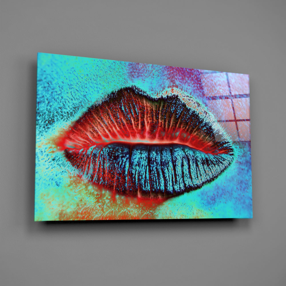 Pop-art beauty panel anchoring a salon wall