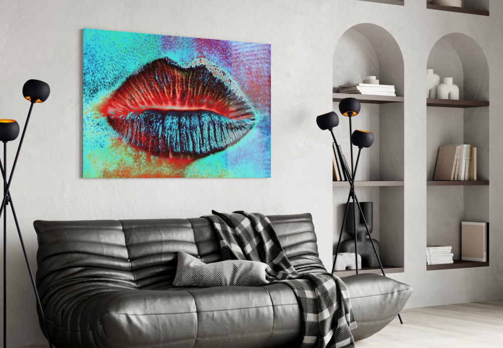 Lips artwork styled in a bedroom interior