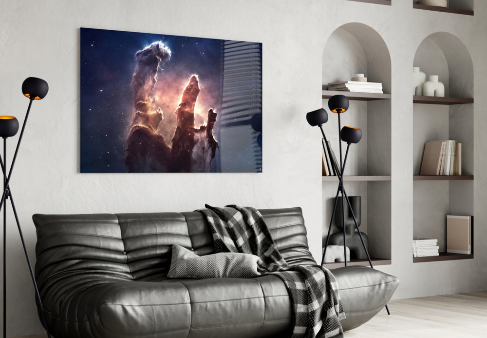 Space Clouds artwork styled in a teen room interior