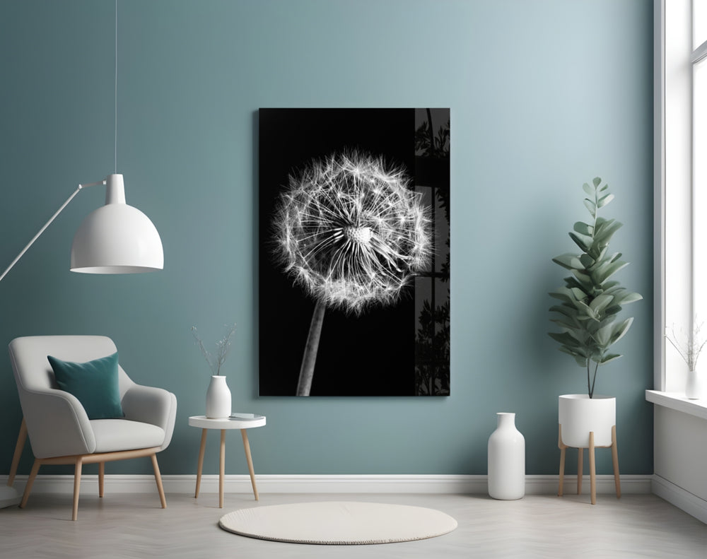 Dandelion artwork styled in a study interior