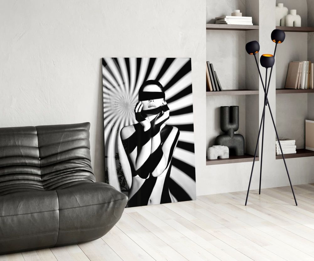 Cinematic editorial print bringing op-art edge to a studio