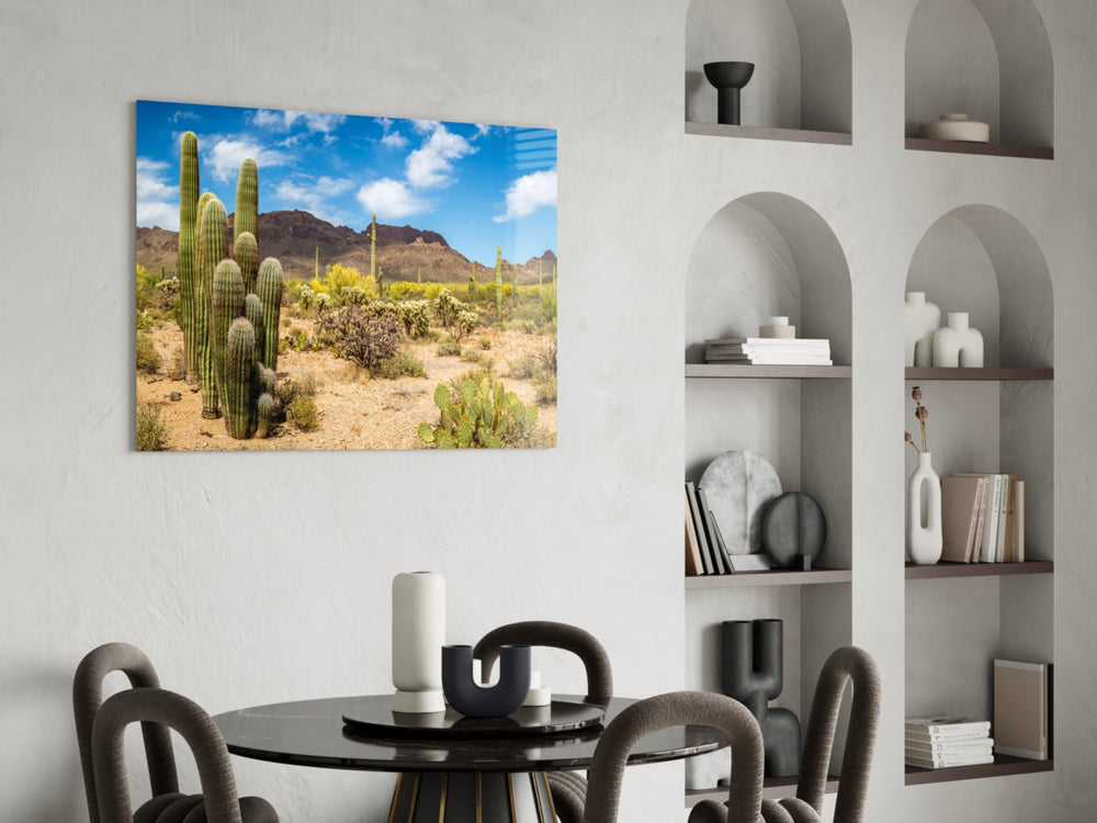 Cinematic landscape print bringing Sonoran edge to a creative loft