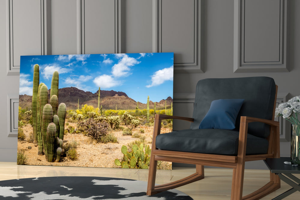Landscape yatay panel against an ochre-painted accent wall