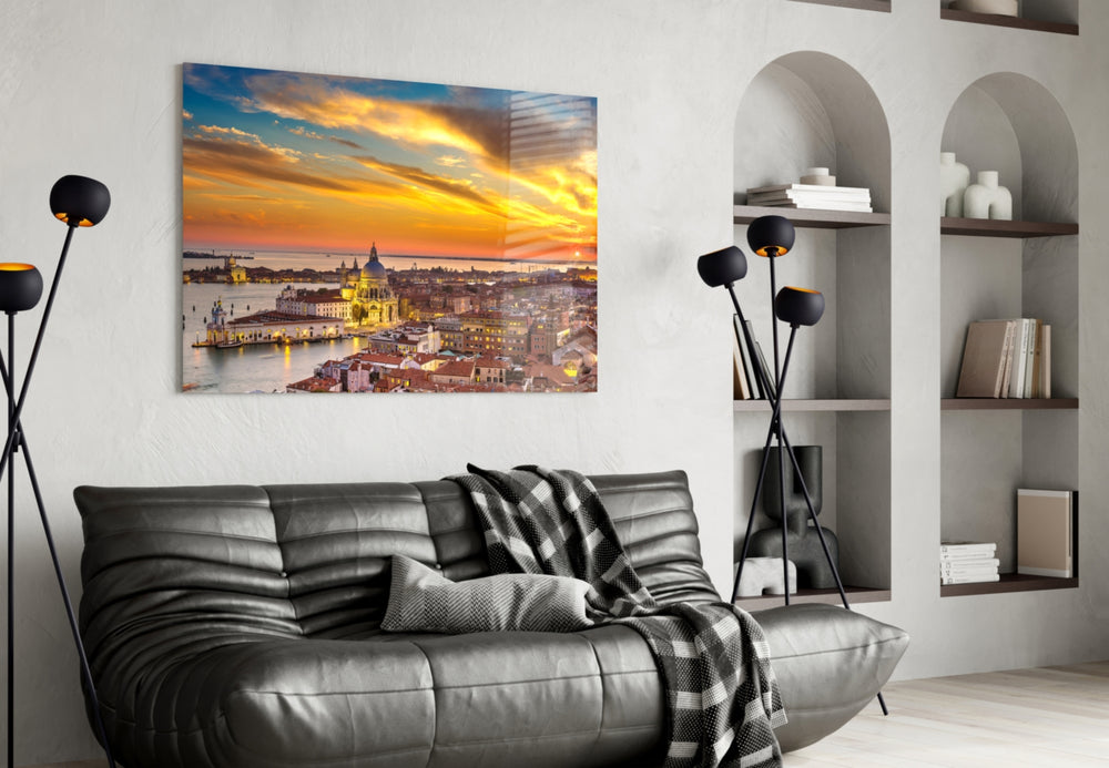 Sunset in Venice artwork styled in a study interior