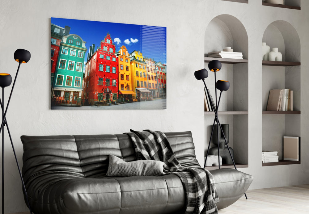 Stockholm House View artwork styled in a study interior