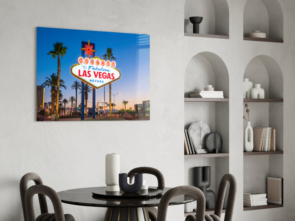 Cinematic travel print bringing Strip edge to a basement bar