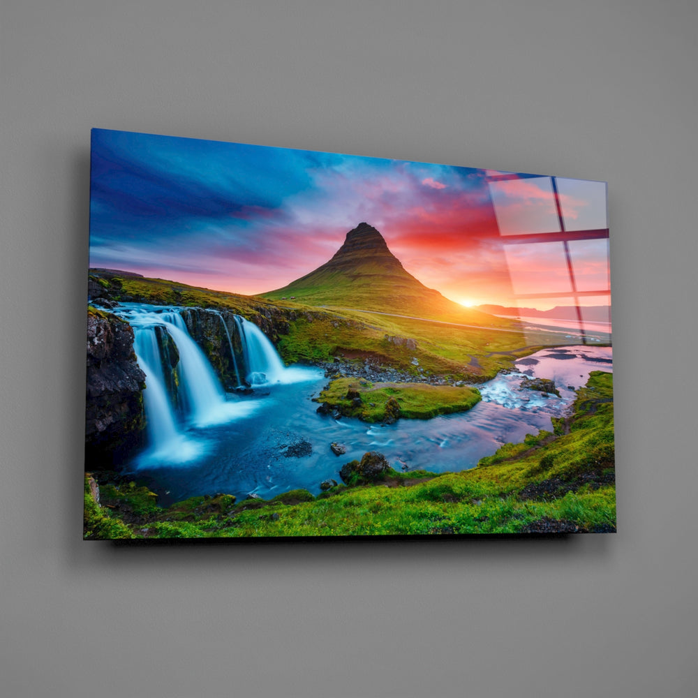 Iceland landscape panel anchoring a study wall