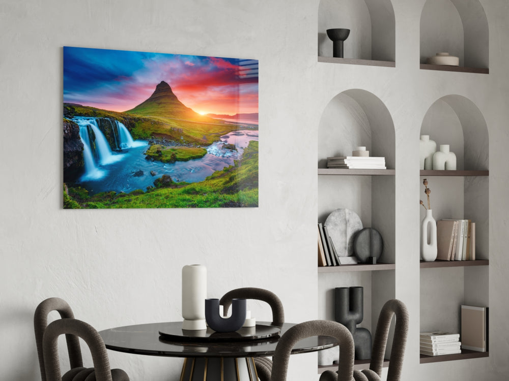 Cinematic landscape print bringing Icelandic edge to a hallway