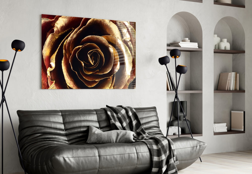 Rose artwork styled in a hallway interior