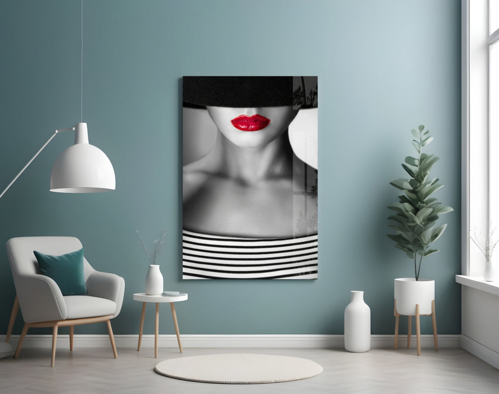Red Lips Portrait artwork styled in a dressing room interior