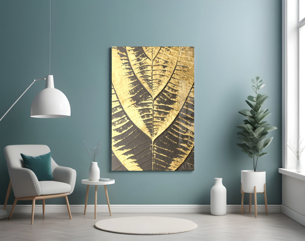 Golden Leaf artwork styled in a hotel-styled lounge