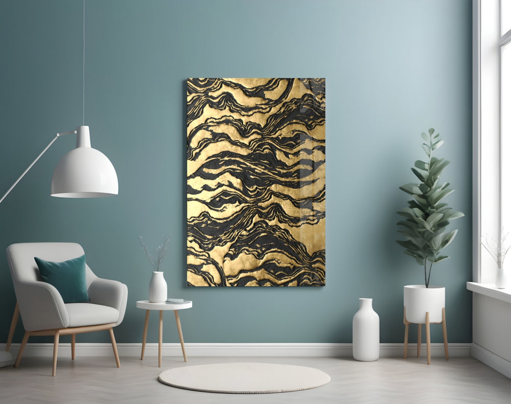 Golden Waves artwork styled in a hotel-styled lounge