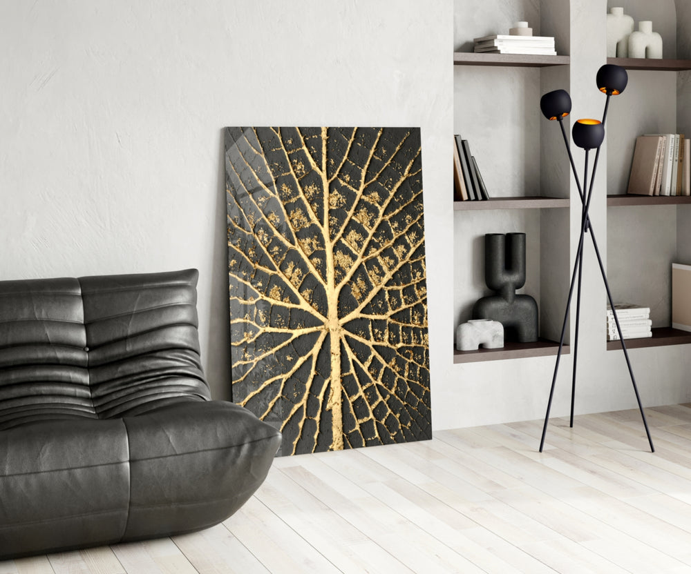 Cinematic abstract print bringing luxe edge to a hallway