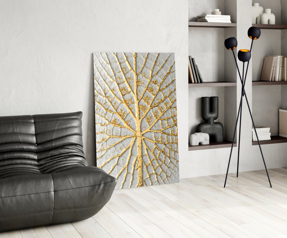 Cinematic abstract print bringing luxe edge to a hallway