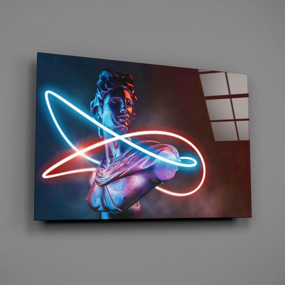 Synthwave panel anchoring a teen room wall