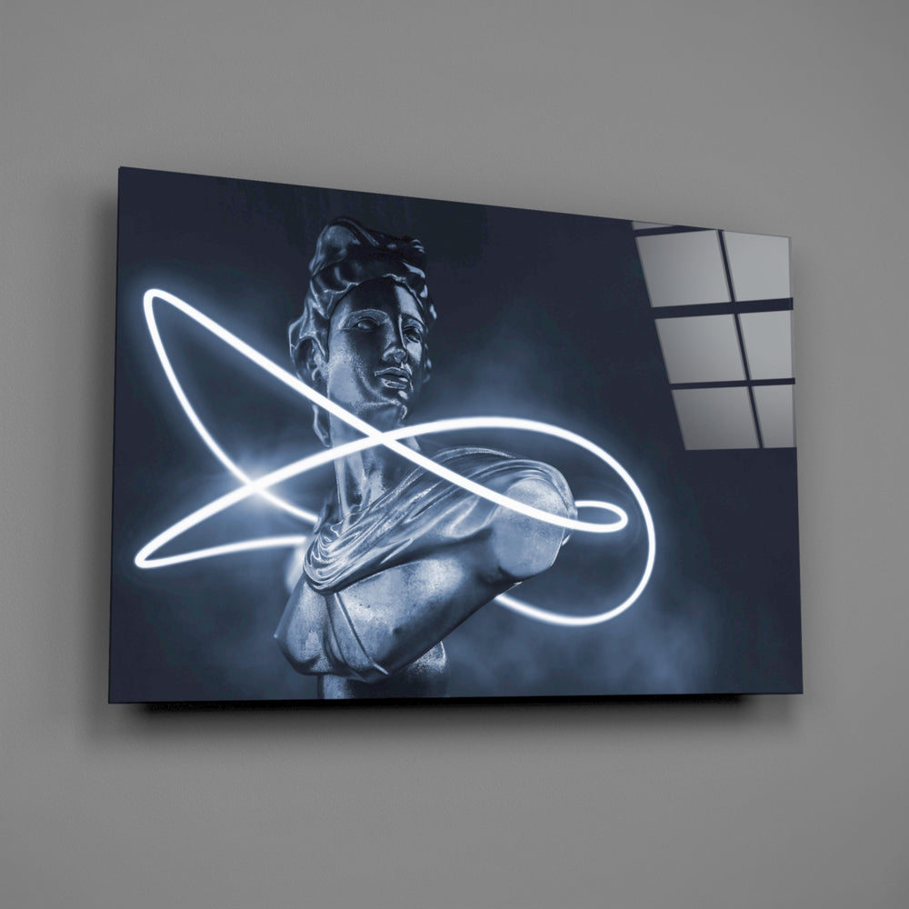 Cool-classical panel anchoring a teen room wall