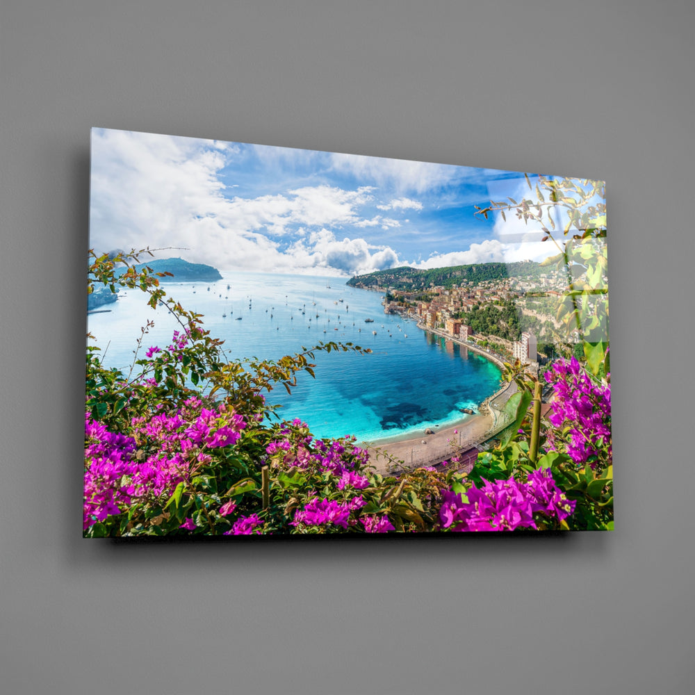 Travel panel anchoring a hotel-styled lounge wall