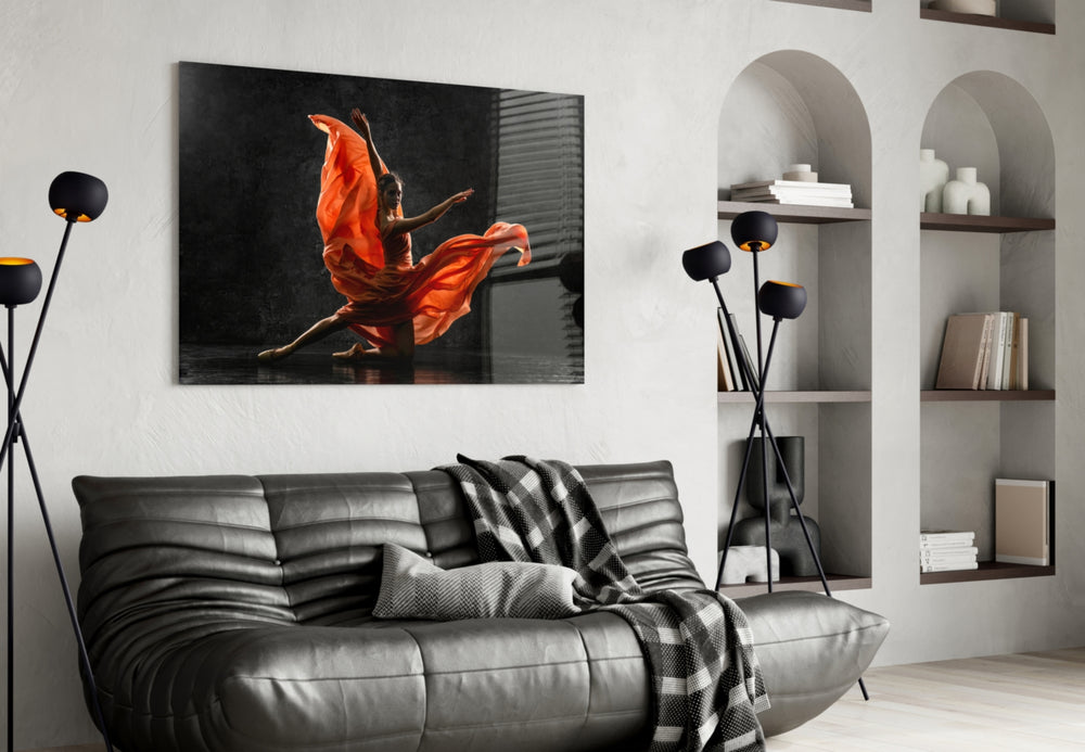 Ballet artwork styled in a hallway interior