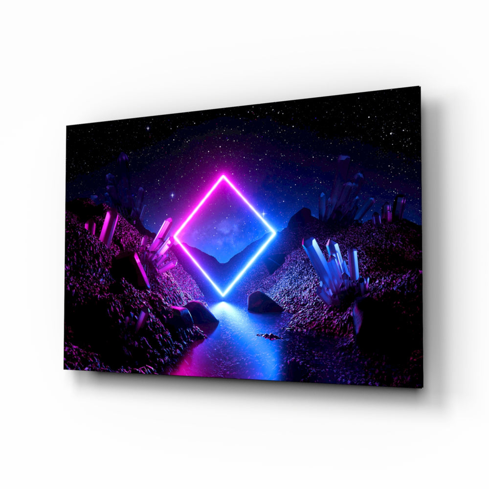 Abstract Art glass wall art in a modern teen room
